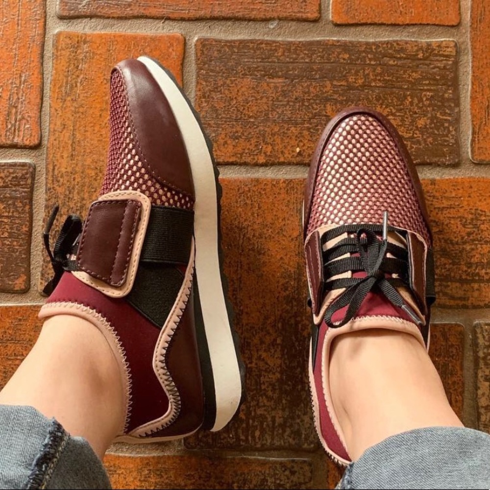 Burgundy sneakers